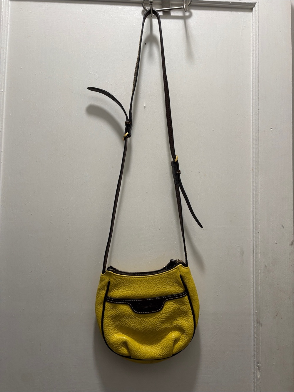 Dooney & Bourke Yellow Leather Crossbody with Black Trim